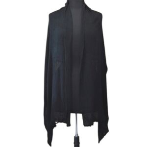 Bajra Handmade In Nepal Black Woven Scarf Viscose Luxury Boho Distressed Wrap